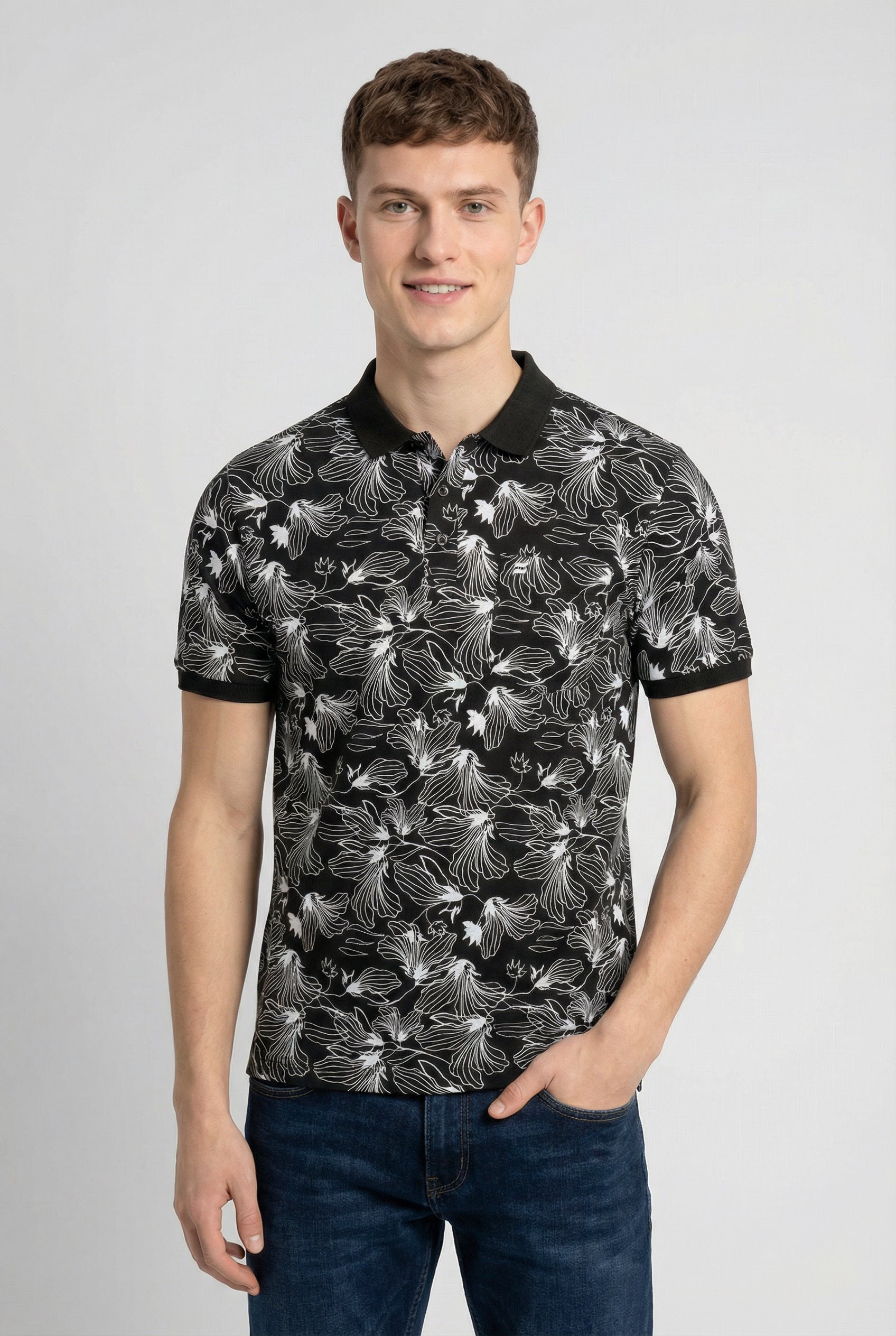 Printed-Cotton Polo