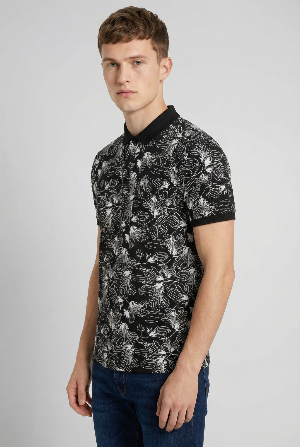 Printed-Cotton Polo