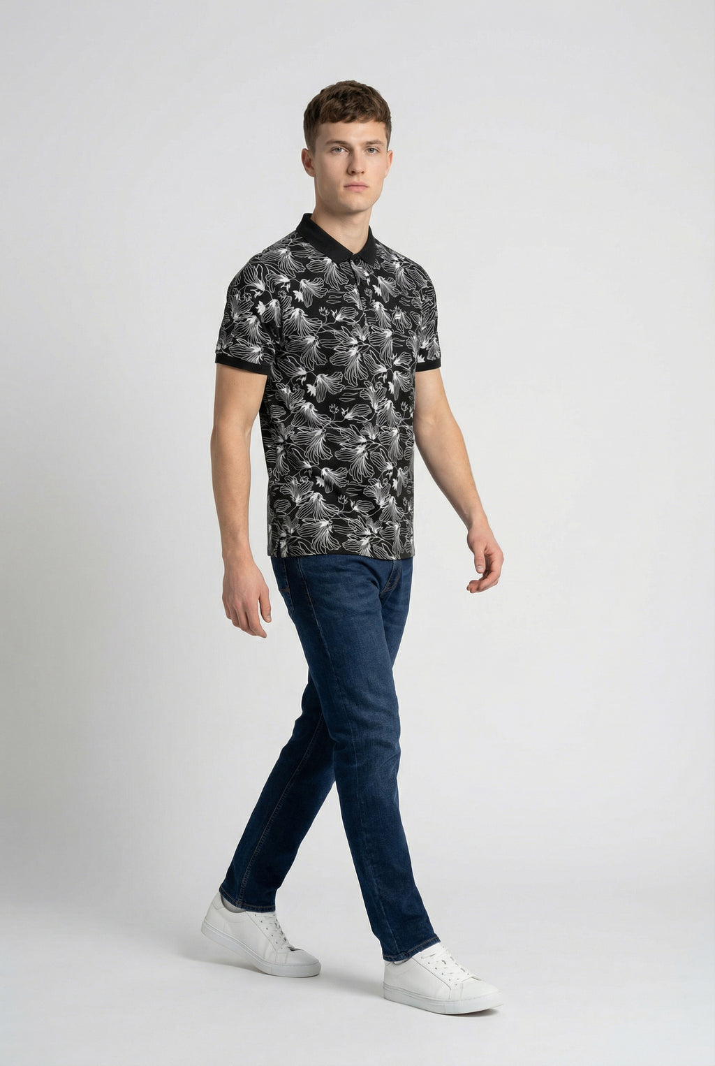 Printed-Cotton Polo