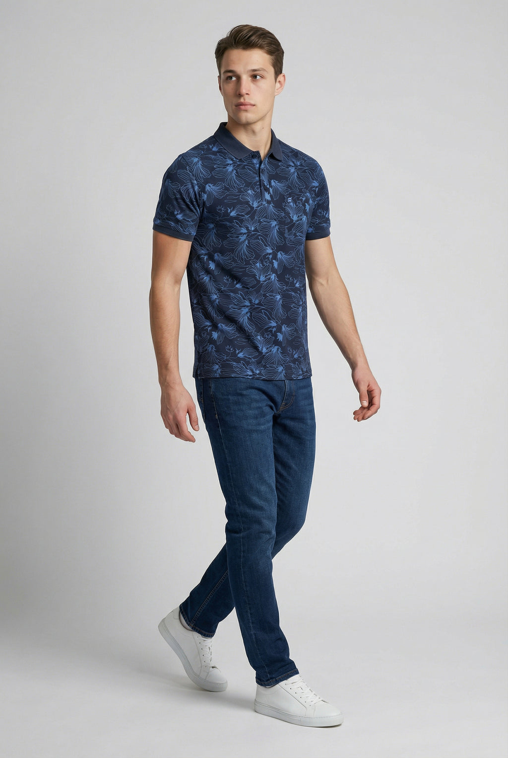 Printed-Cotton Polo