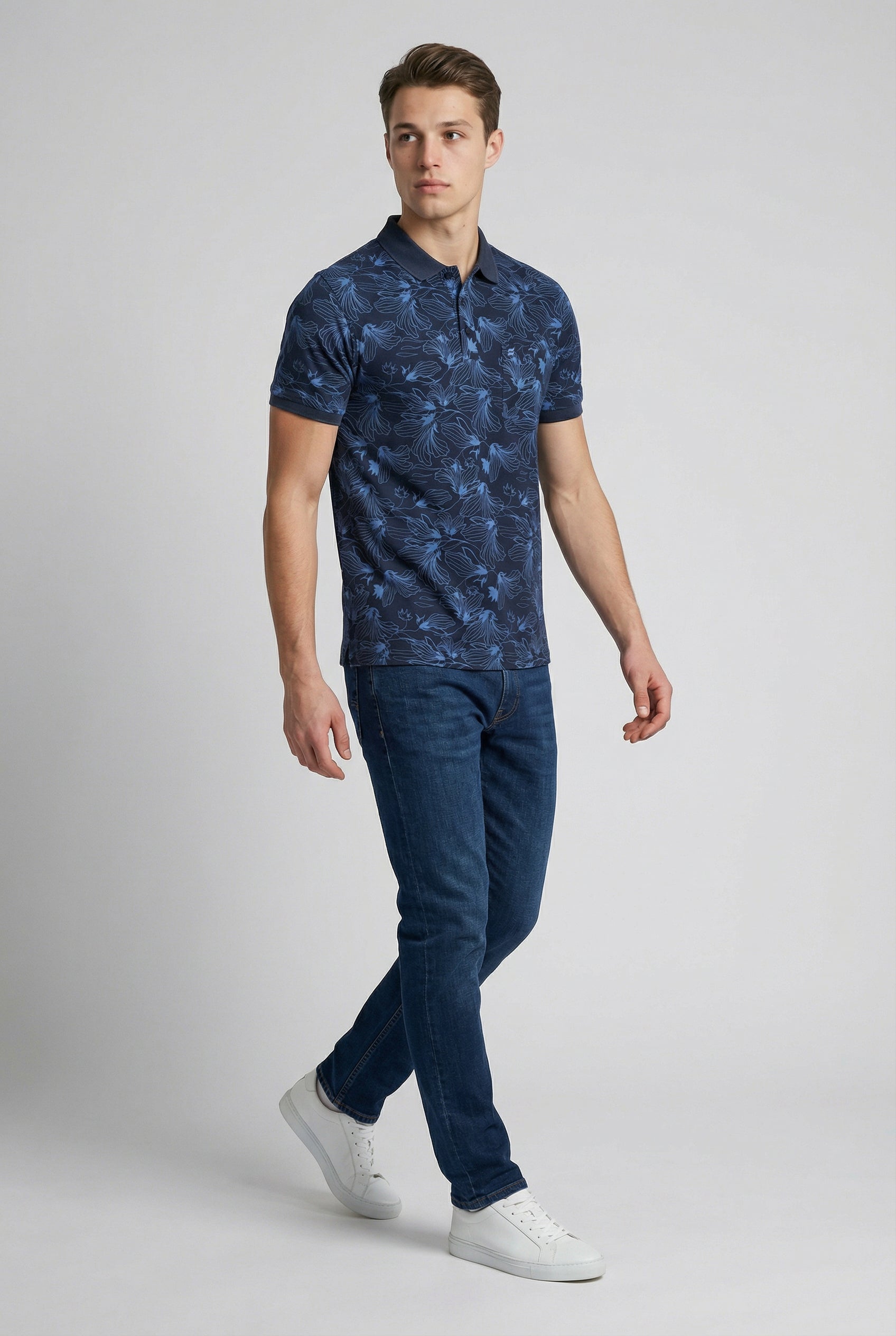 Printed-Cotton Polo
