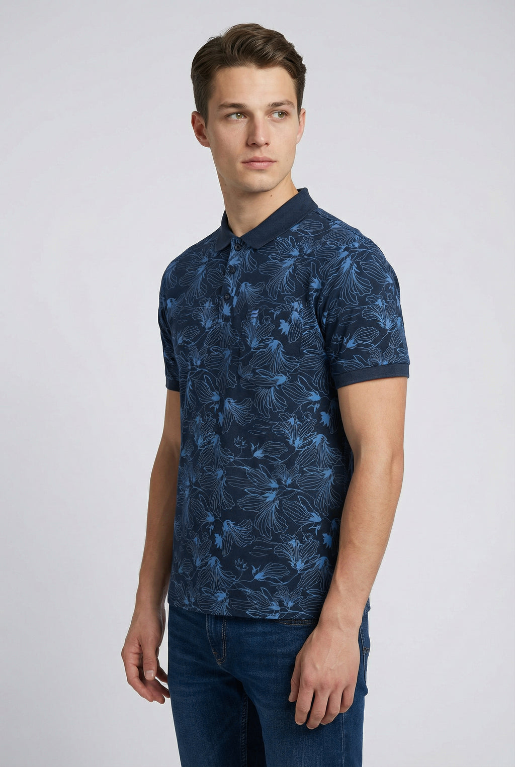 Printed-Cotton Polo