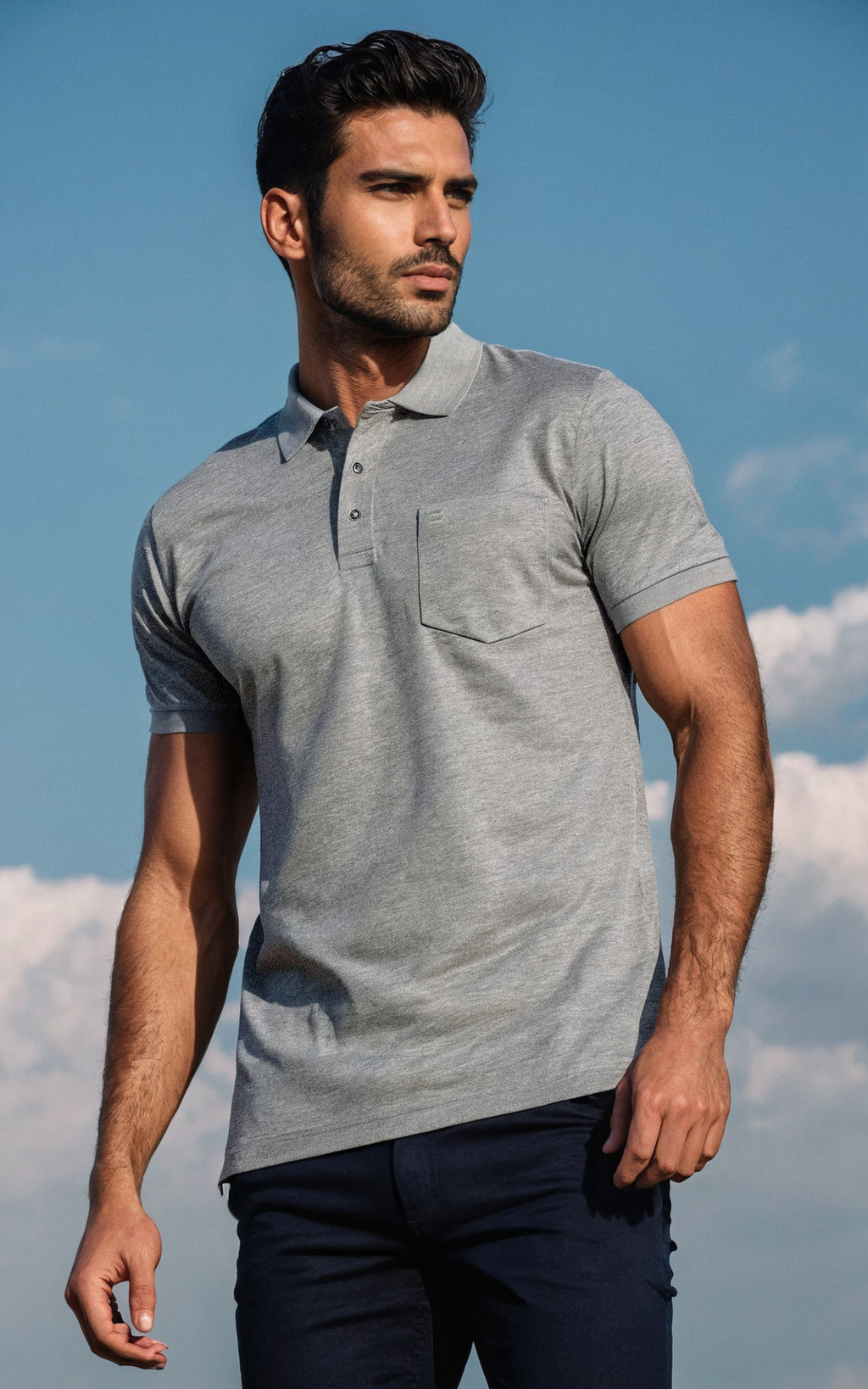 Melange Grey Polo T-shirt
