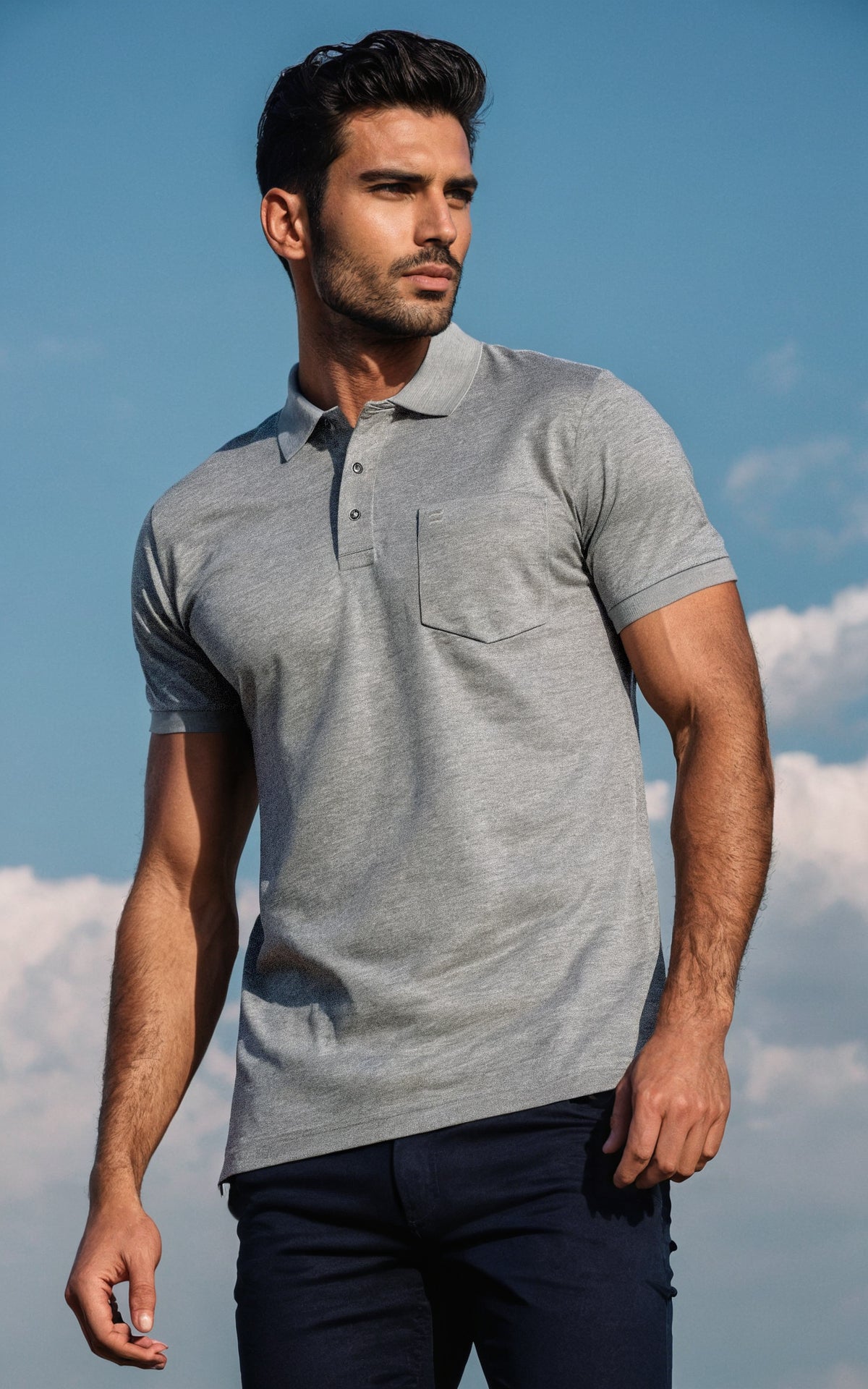 Melange Grey Polo T-shirt