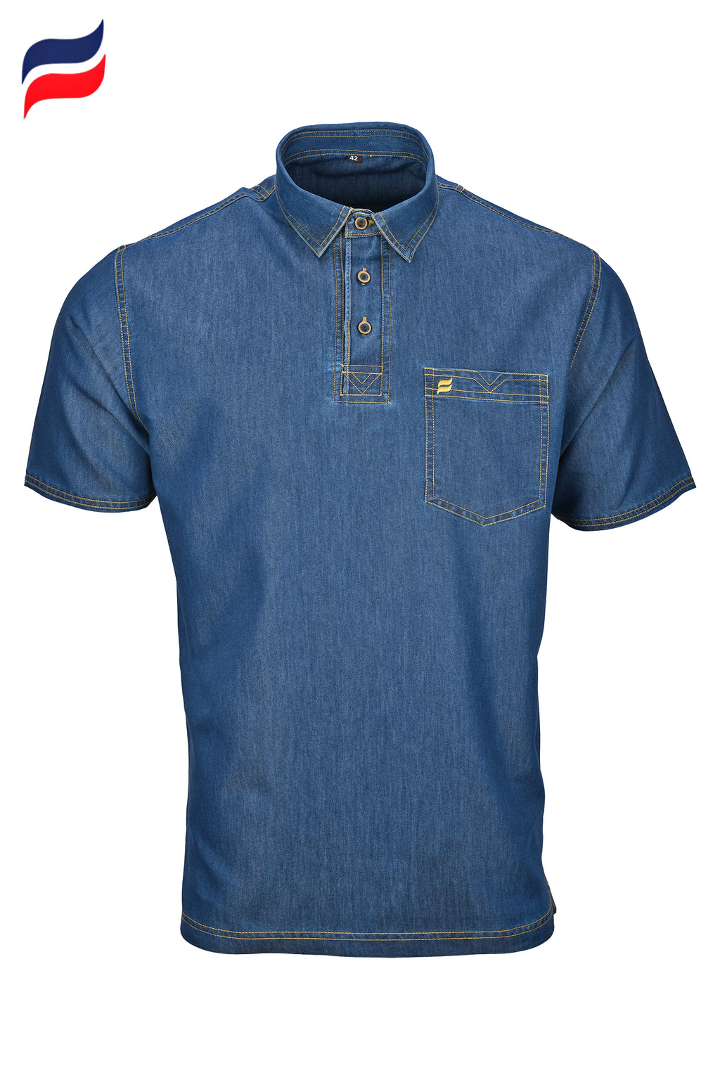 Kevin Ninan Denim Pre-Washed Polo Shirt