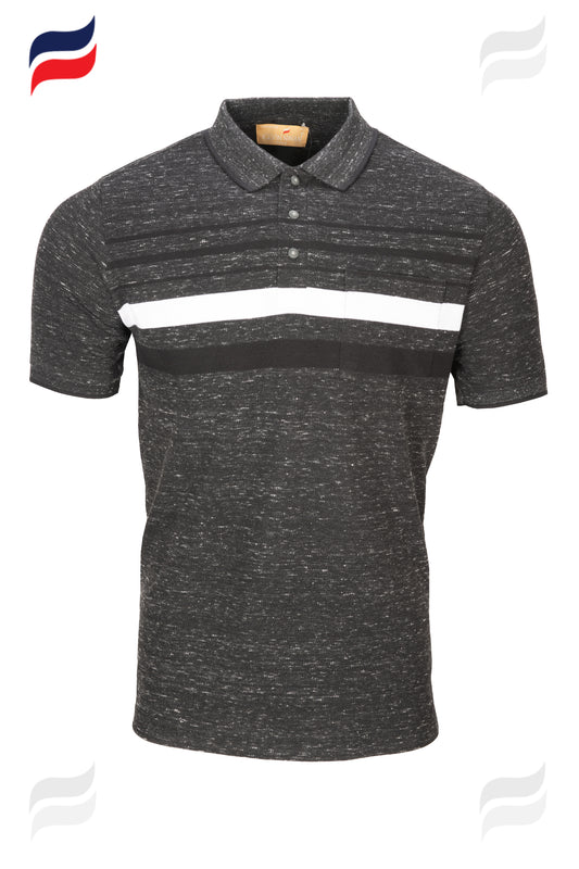 Kevin Ninan Textured fabric striped polo black