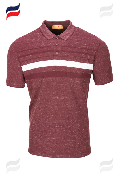 Kevin Ninan Textured fabric striped polo maroon