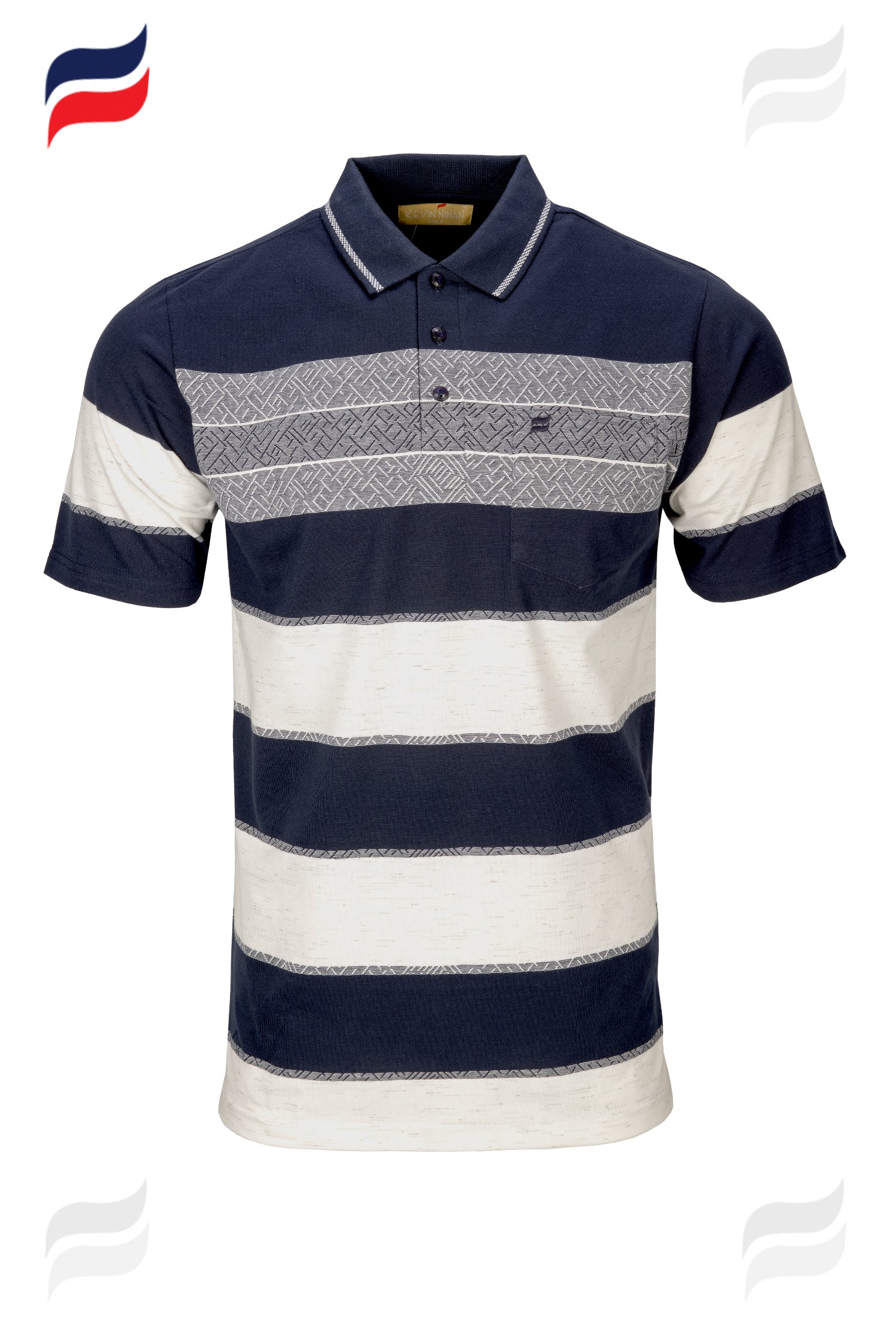 Kevin Ninan Jacquard striped polo Navy, offwhite