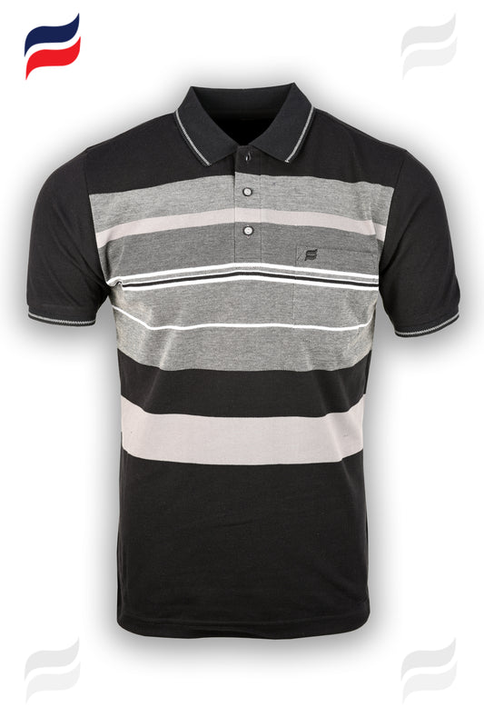 KEVIN NINAN STRIPED POLO BLACK GREY