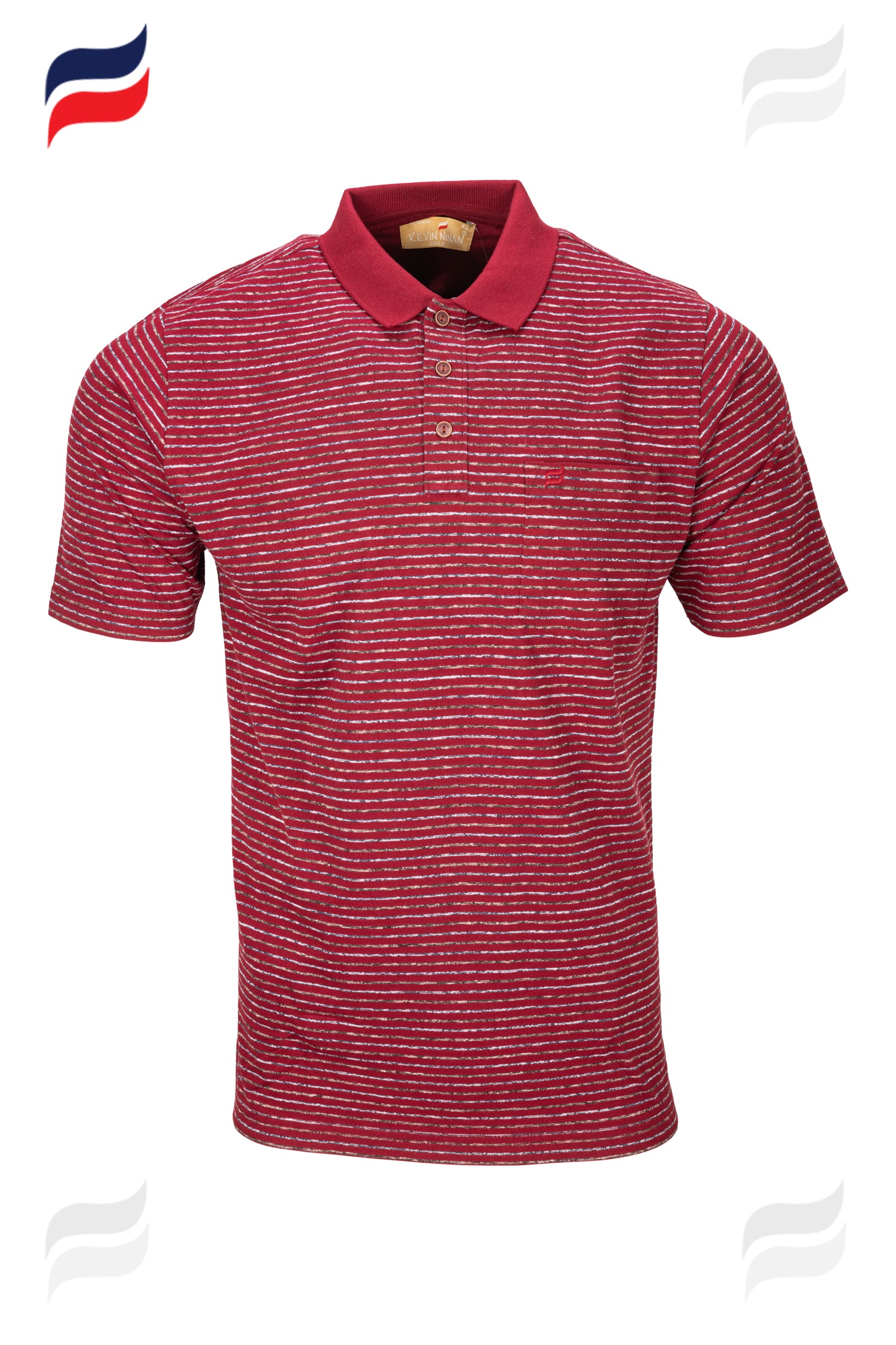 Kevin Ninan pattern Striped polo maroon