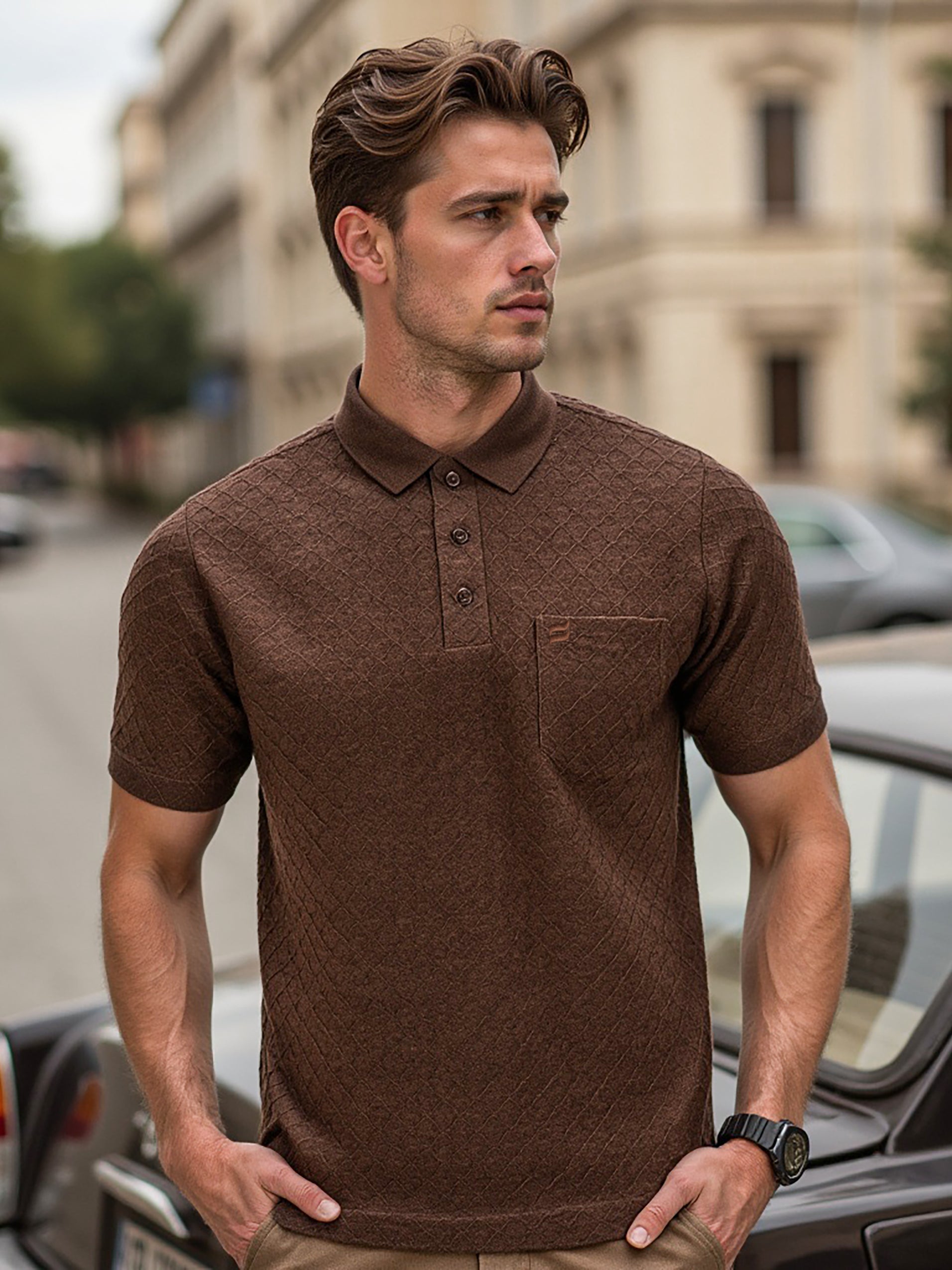 Textured Polo Brown