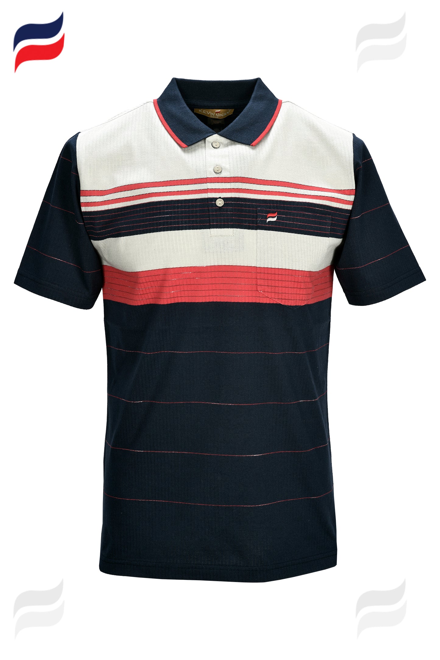 Kevin Ninan multistriped polo red, navy