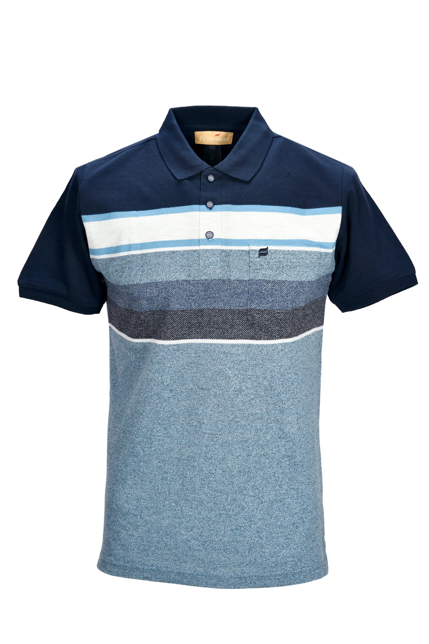 Kevin Ninan textured blue stripe polo