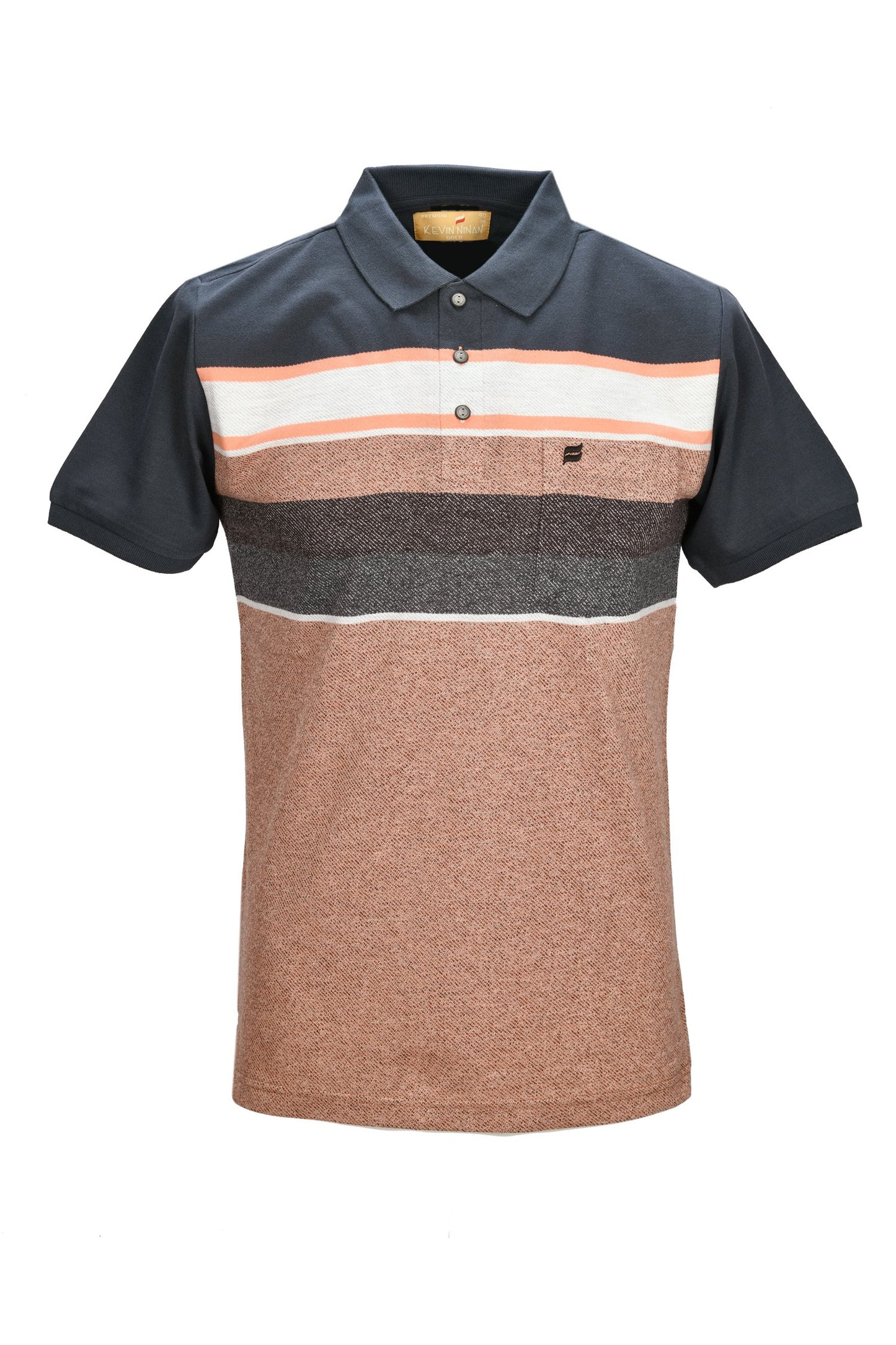 Kevin Ninan textured orange stripe polo