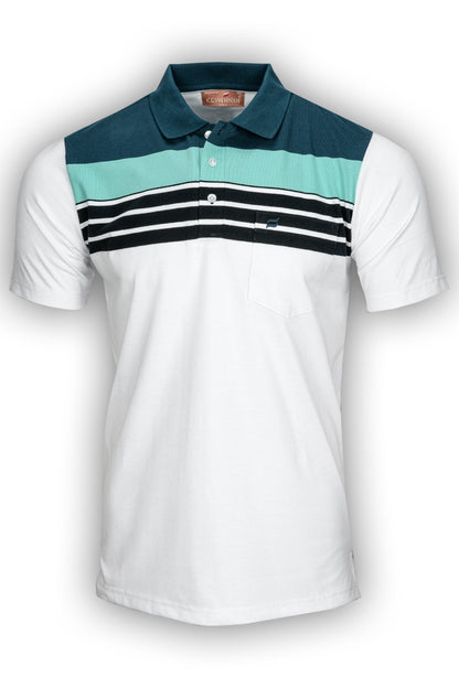 Kevin Ninan White polo green stripe