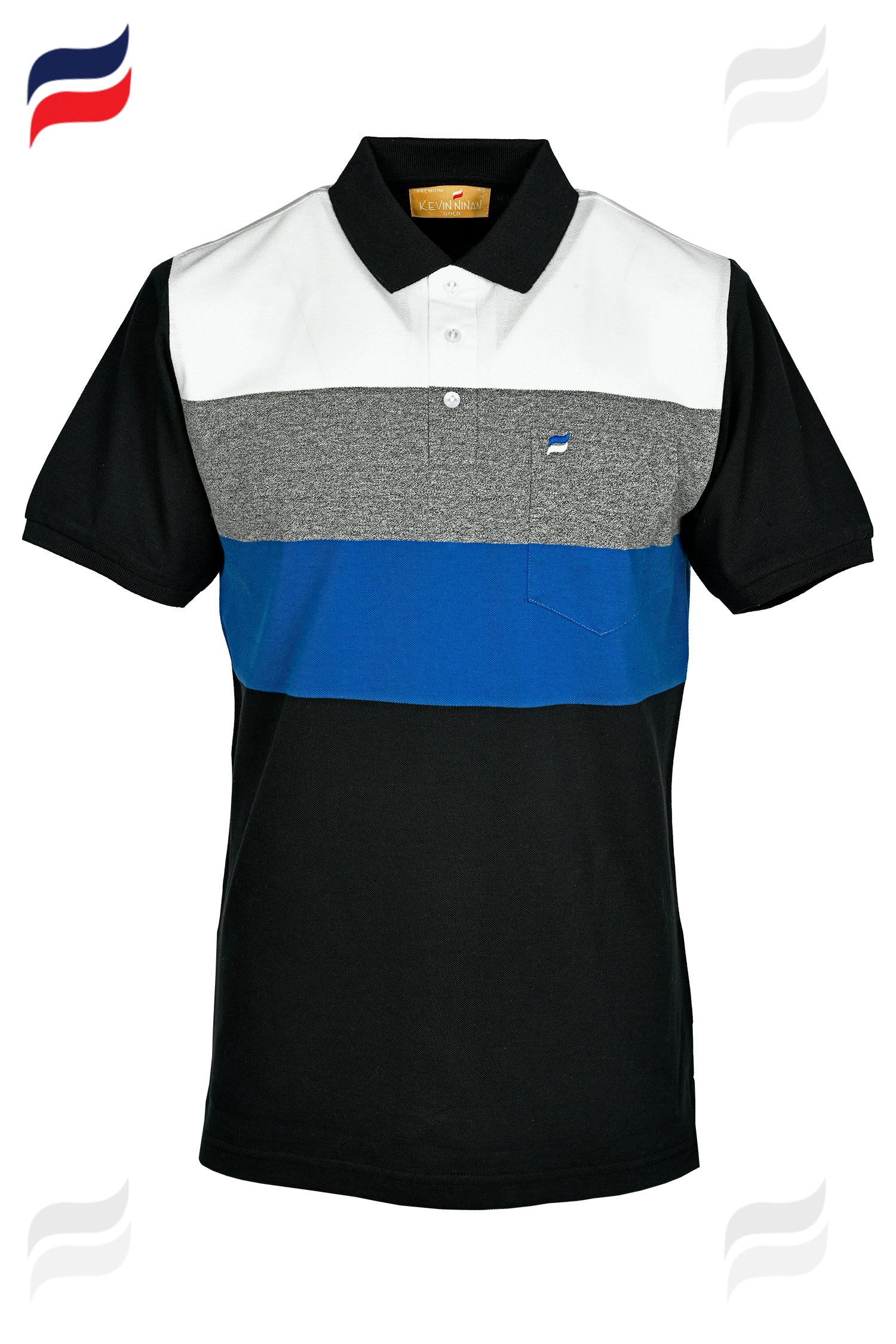 Kevin Ninan Striped polo black and blue