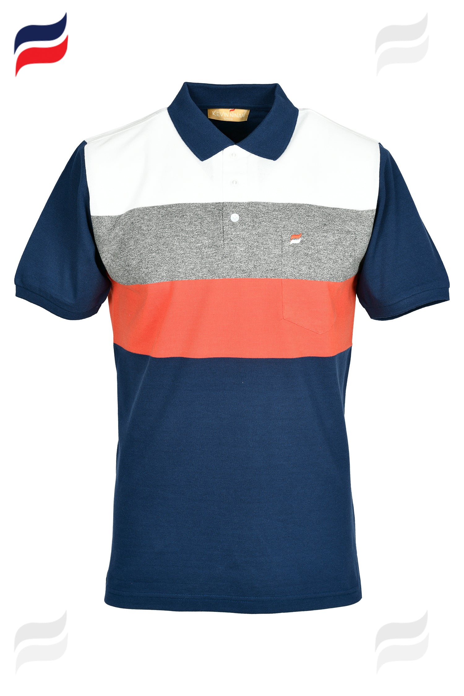 Kevin Ninan Striped polo navy and red